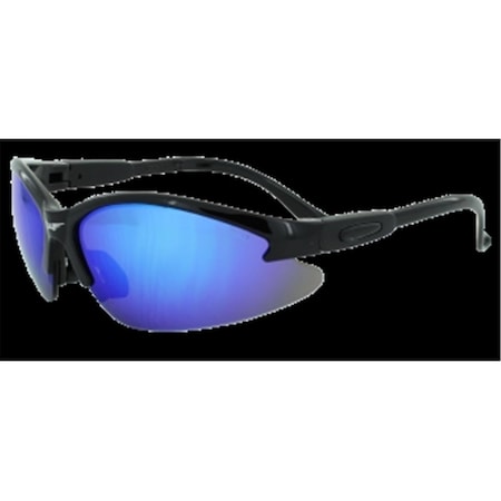Safety Cougar Glasses With G-Tech Blue Lens- Black Cougar GT Blue BLK